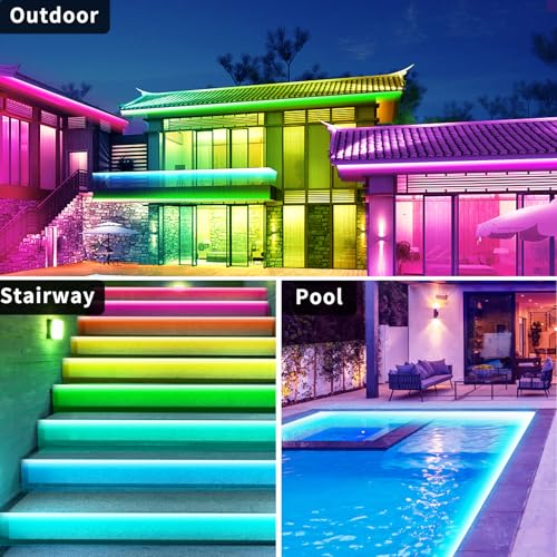 Outdoor Waterproof LED Strip Lights 400ft with App & Remote Control, Music Sync IP68 for Patio, Garden, Halloween