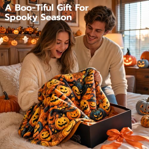Halloween Pumpkin Blanket - Autumn Pumpkin Flannel Throw for Sofa Bed Party