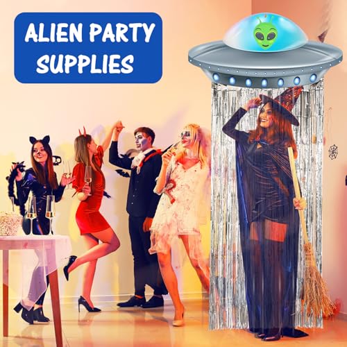 Simgoing Alien Birthday Party Door Curtain Decorations Silver - Alien Theme Decor