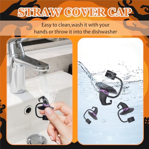 Halloween Silicone Straw Covers 6-Pack - Skull Ghost Bat Owl Drink Protector Tips