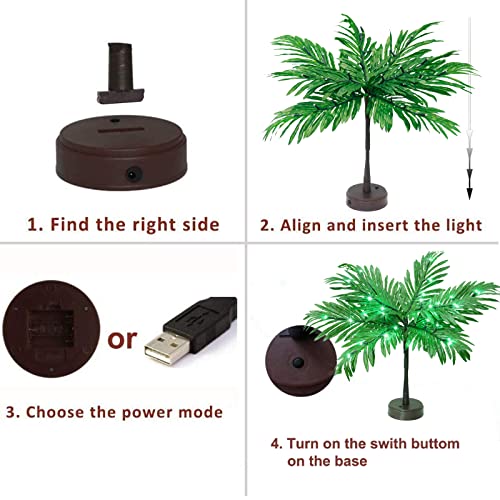 Lighted Palm Tree for Table Decor - Green Luau Party Decorations - 23 Inch Artificial Tree with Lights - Tropical Hawaiian Summer Home Party Centerpiece Variation of THIS listing