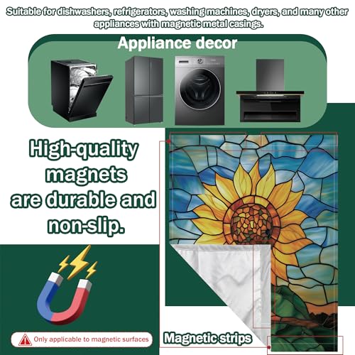 Sunflower Dishwasher Magnet Cover - Decorative Refrigerator Front Panel 23x26 Inch