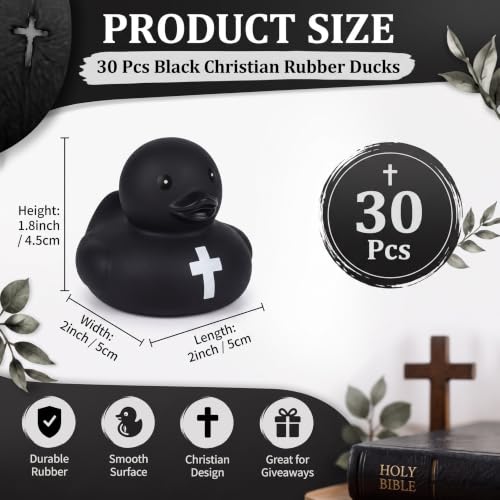 30 Pcs Christian Rubber Ducks with Cross - Faith-Inspired Halloween Party Favors