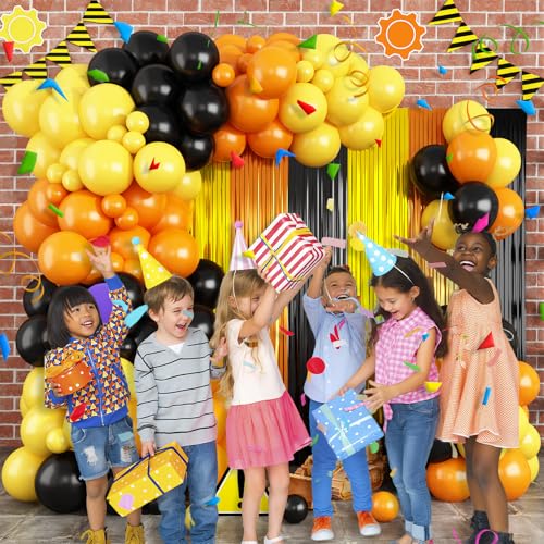 Construction Balloon Garland Arch Kit Party Decorations - Yellow, Orange, Black