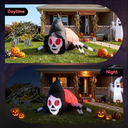 Giant 6FT Inflatable Skeleton Spider with Flickering Lights for Halloween Yard Decor