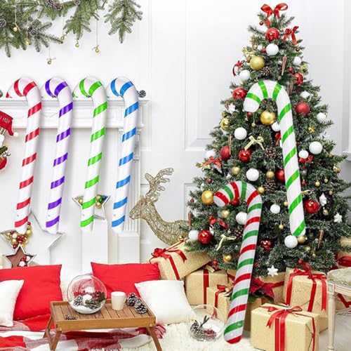 Inflatable Christmas Candy Cane Decorations - Green, 34.6 Inches, 2 Pack