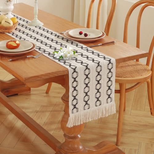 Black Boho Table Runner 12x72 Inches for Fall Thanksgiving Home Decor - Variation: Lantern