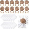 Remerry Fall Thanksgiving Napkin Rings Set of 24 Pumpkin Holders with Burlap & Cloth Variation of Natural Color
