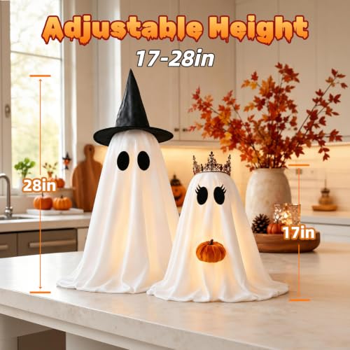 Light-Up Ghost Halloween Decorations - 2 Pack Indoor Spooky & Cute Decor