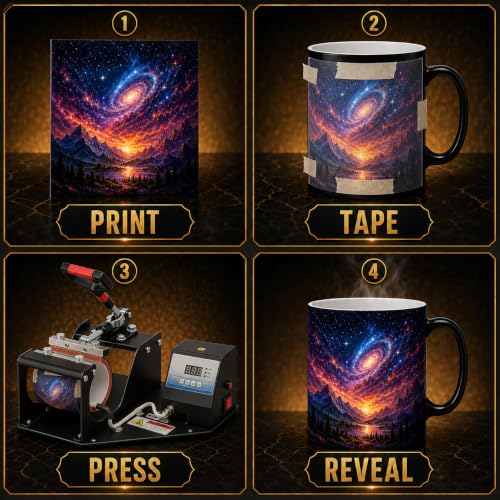 11oz Color Changing Sublimation Coffee Mug Set with White Boxes - Heat Reveal Magic Cups