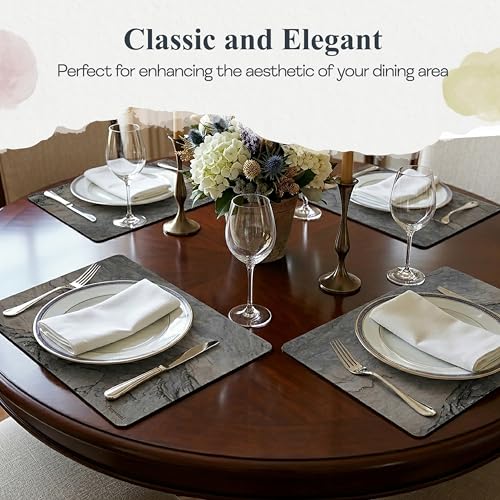 Slate Design Placemats Set of 4 - Waterproof, Heat Resistant, Cork Backing