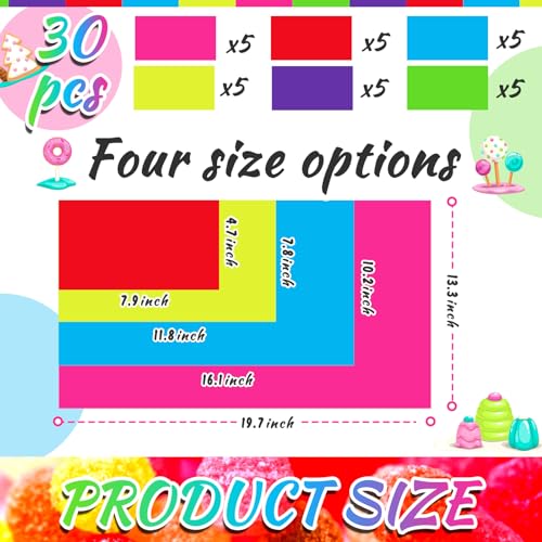 Candy Theme PVC Floor Stickers Pathway - 30 Pieces, 19.7 x 13.8 Inch, Land Party Decor