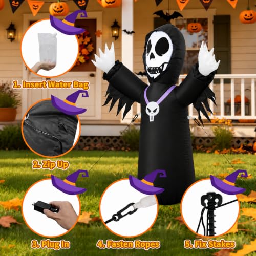 4FT Halloween Inflatable Grim Reaper Outdoor Decoration with Lights