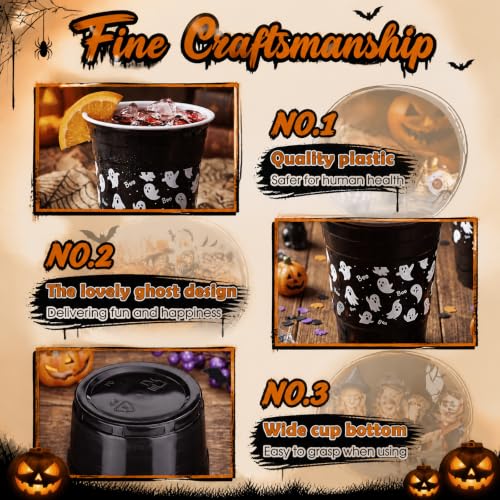 Halloween Ghost Disposable Cups 16oz - 30 Pack Ghost Skeleton Party Drinkware - Cute Ghost Variation