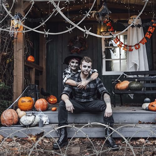 Rusted Fake Barbed Wire Decoration Set - 10 Pcs, Garden, Halloween, Western Theme