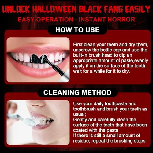 Multicolor Tooth Paint FX Set - White & Black Special Effects Makeup for Vampires, Cosplay & Halloween