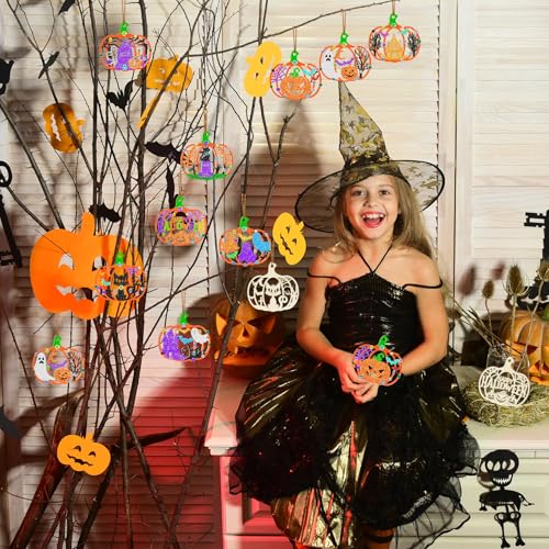 Halloween Pumpkin Wooden Ornaments Set - Unfinished DIY Harvest Fall Decor - Large Variation