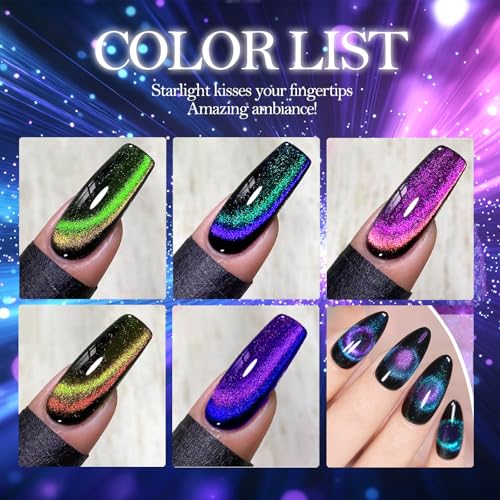Cat Eye Gel Nail Polish Set - Hema-Free 9D Magnetic & Chameleon Effects