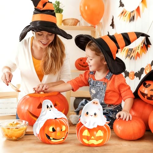 Halloween Ghost Decor Set - Cute & Spooky Ghost Figures for Indoor Outdoor Halloween Yard Pumpkin Patch - Spooky Ghost Variation
