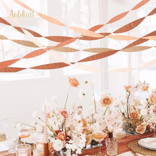 Brown Fall Party Streamers Decorations for Baby Shower - Crepe Paper Set