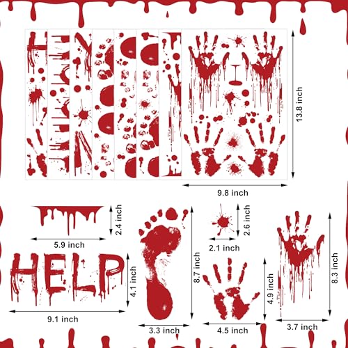 Halloween Bloody Handprint Footprint Floor Stickers - Spooky Wall & Window Decals