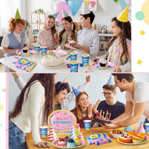 Vesici 150 Pcs Cartoon Teacher Birthday Party Supplies Set - Serves 50 - Birthday