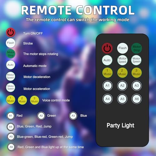 Disco Ball Light with Remote Control RGB Party Strobe for Home & Dance Events