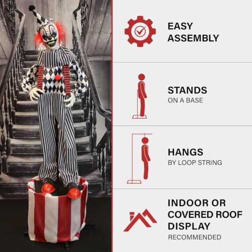 5.9-Ft. Talking Clown Animatronic on Stage Halloween Prop - Variation of 6ft Clown on Stand