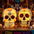 2-Pack Day of The Dead Skull Lanterns LED Sugar Skull Halloween Decor