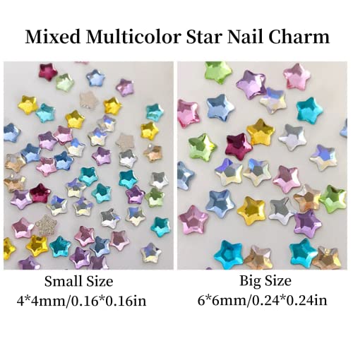 Small 50pcs Crystal Star Nail Charms - Multicolor 3D Glitter Gems for DIY Nail Art