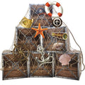 Wood Pirate Party Decorations Set - Imitation Wooden Treasure Chests, Fishing Net & Rope - Adult Halloween Party Supplies