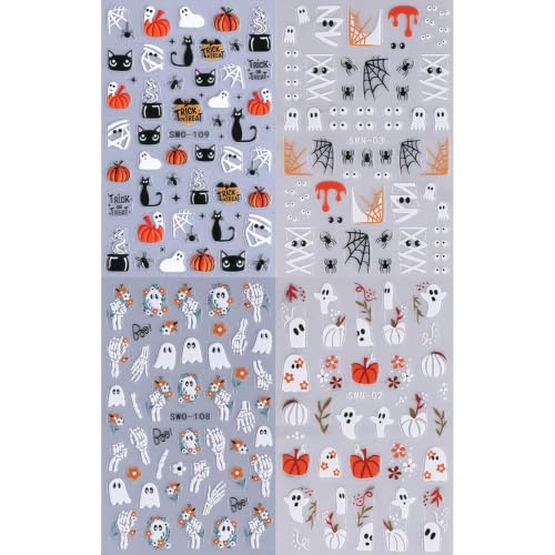 Halloween Ghost Mummy Nail Stickers Set - 4 Sheets Halloween01