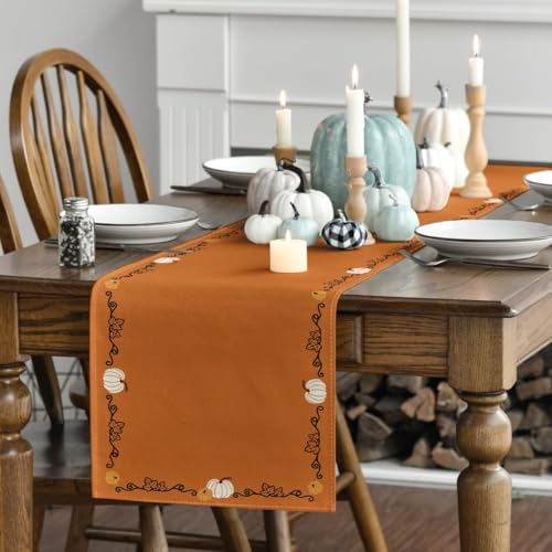 Orange 13x90 Inch Fall Table Runner - Polyester Home Decor for Party & Dining
