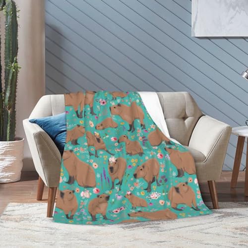 Capybara Plush Blanket 60x50 Inches for Capybara Lovers - Gift for Kids and Adults - Variation of Capybara 2