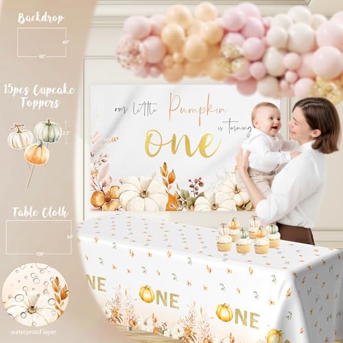 First Birthday Pumpkin Decorations Set for Fall Autumn Halloween Thanksgiving