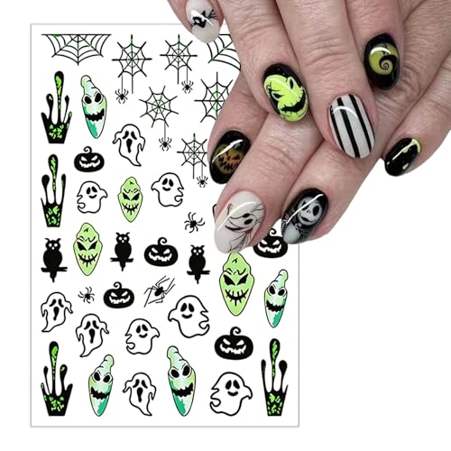 Halloween Nail Stickers Spider Web Ghost Nails - 3D Self-Adhesive Design, Variation Hallowen Style 14