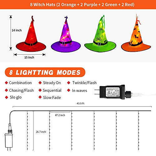 Halloween Witch Hat String Lights - 8 Glowing Decor & Accessories