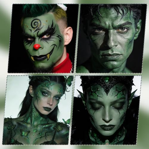 Dark Green Water-Based Face & Body Paint - Flexible, Vivid, Vegan Cosmetic