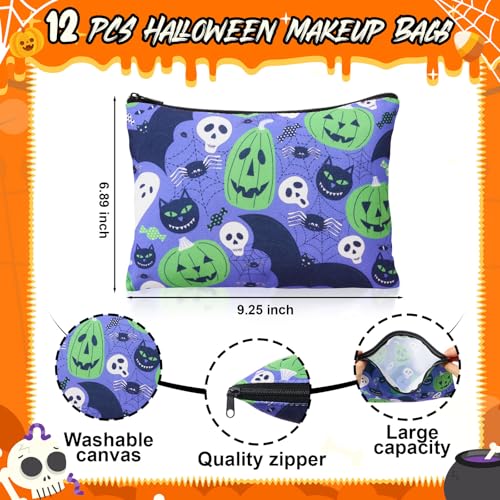 Halloween Cosmetic Bags & Keychains Set - Pumpkin Ghost Bat Zombie Design
