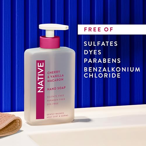 Liquid Hand Soap with Cherry & Vanilla Macaron Scent - Non-Drying, Plant-Based Formula, 13 oz
