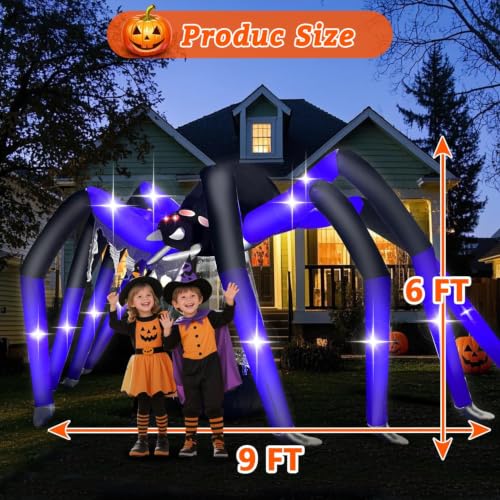 9FT Giant Outdoor Halloween Inflatable Spider Decoration - Realistic & Waterproof