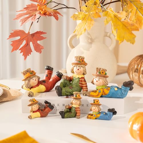 Medium Valery Madelyn Fall Scarecrow Decorations Set - 3 Pcs Harvest Figurines for Home & Garden
