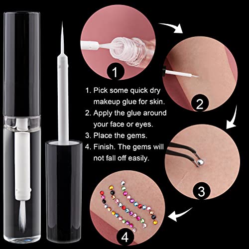 Colorful Rhinestone Nail Art Kit with Glue & Tools - Variation A-01-Mixed AB & Clear