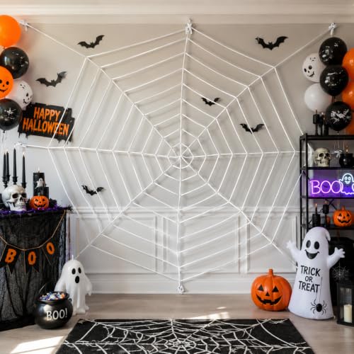 11.8ft White Spider Web Decoration with 9 Coils Halloween Outdoor Indoor