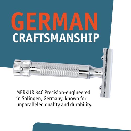 Merkur Short Handle Safety Razor - Precision Shaving Experience with 10 Blades Included