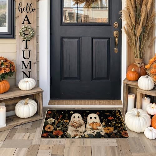 Halloween Ghost Doormat 17x36 Inch Indoor Outdoor Welcome Mat - Two Ghosts Variation