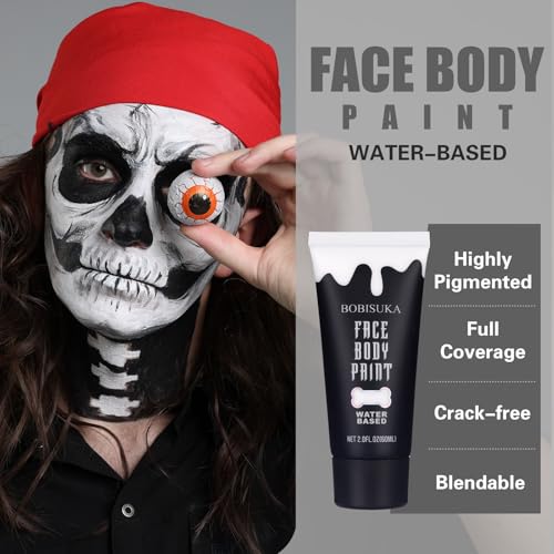 White Face Body Paint - Water-Based, Non-Toxic Halloween & Cosplay Makeup
