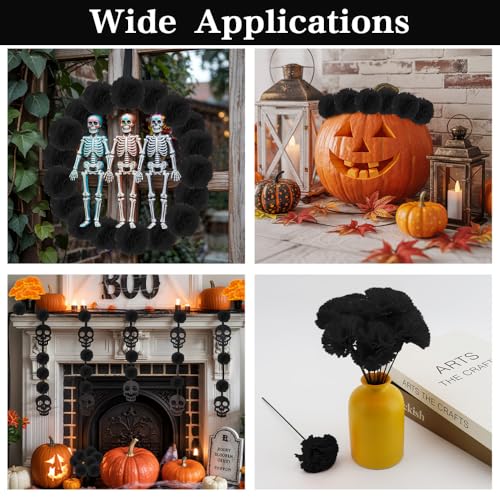 Black Artificial Marigold Flowers 50 Pcs Silk Fake Flowers for Decoration