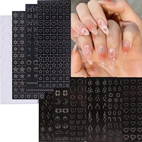 Black 10 Sheets Airbrush Nail Stencils for Nail Art & Manicure DIY