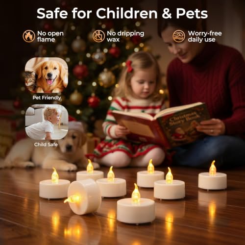 24PCS Flameless Tea Lights Candles with Remote Timer - Warm Yellow